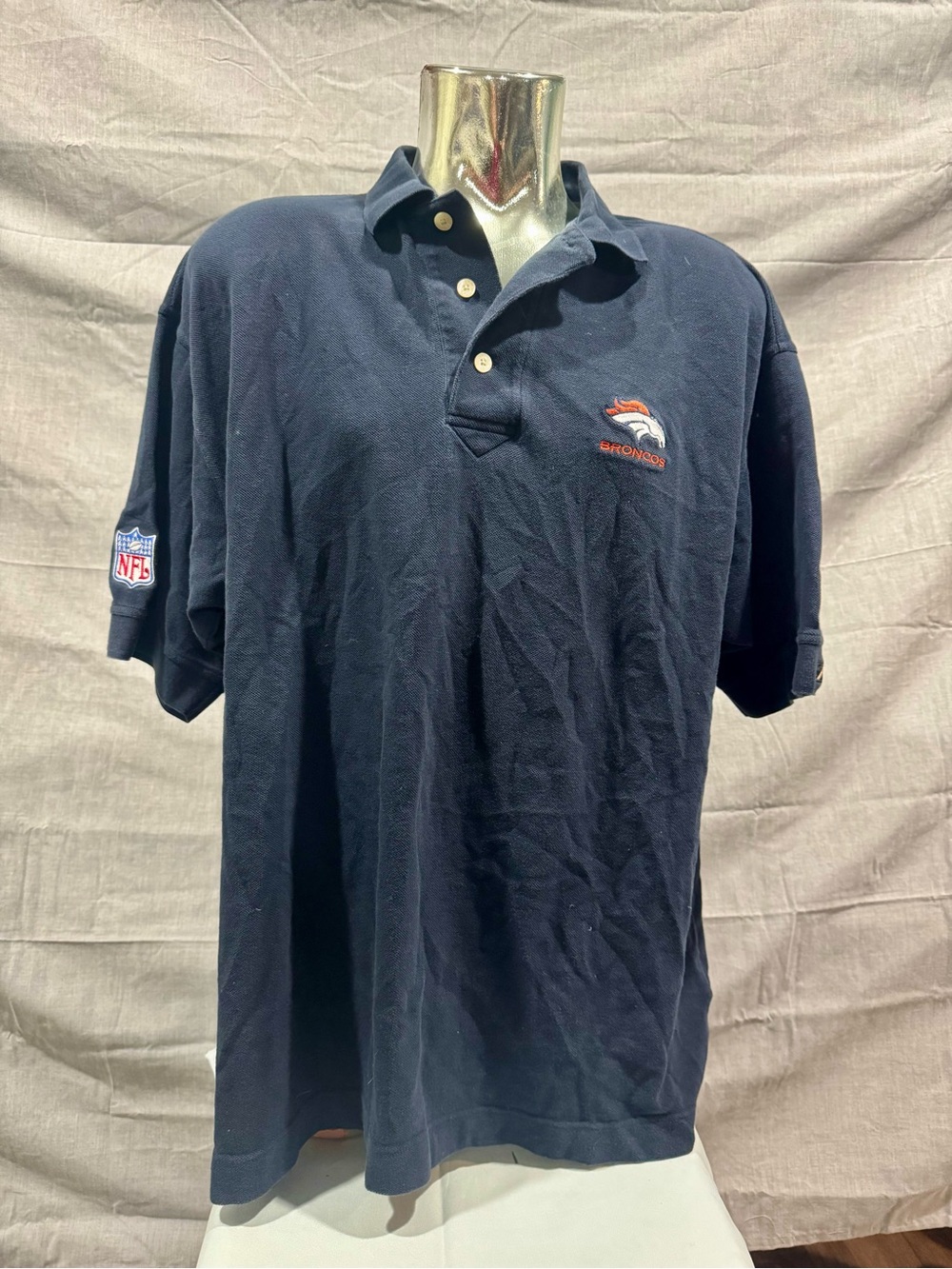 Cutter & Buck Navy Denver Broncos Polo